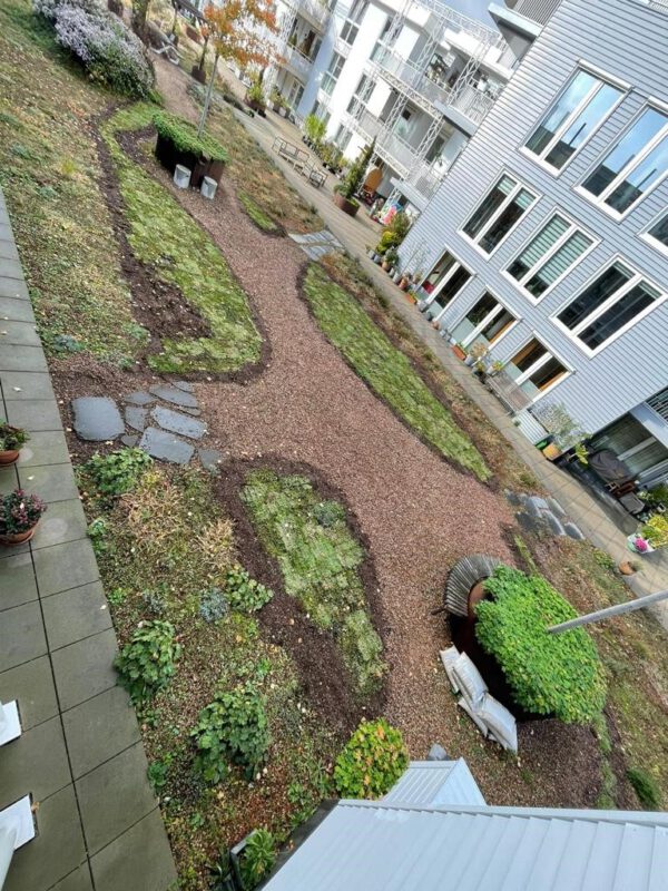 Design a large roof garden courtyard